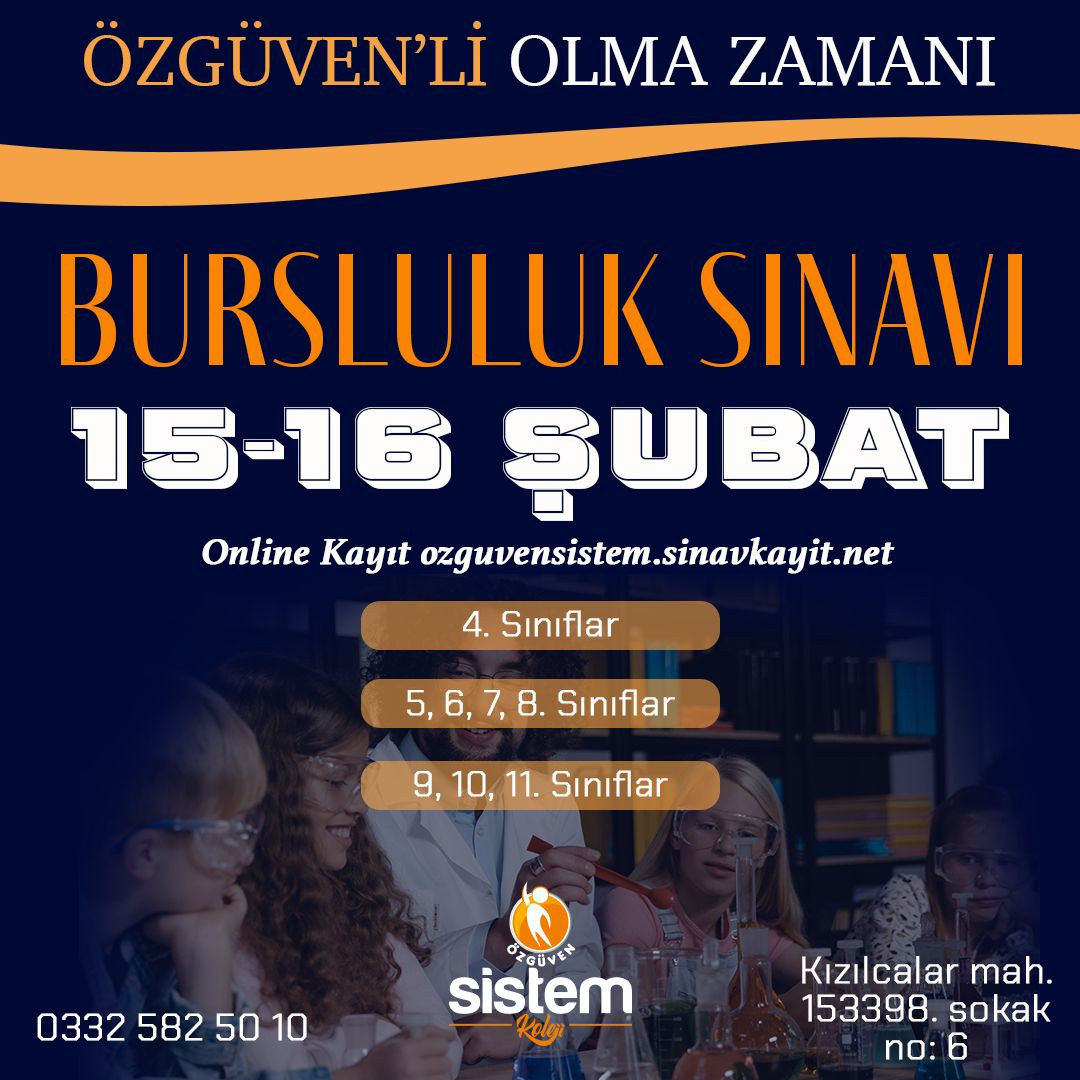 Özgüven Sistem Koleji Bursluluk Sınavı Tarihlerini Açıkladı