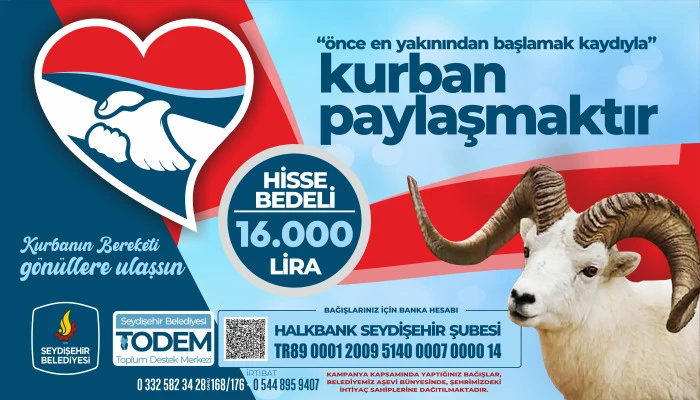 SEYDİŞEHİR BELEDİYESİ AŞEVİ, KURBAN HİSSE BAĞIŞ KAMPANYASI BAŞLATTI